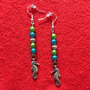 NWT, Handmade by A Charmed Life. Dangle Seahorse Earrings